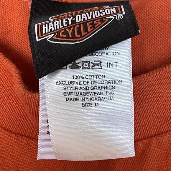 Harley-Davidson Eagle Graphic Tank Top Orange Las Vegas Motorcycle - Picture 4 of 5